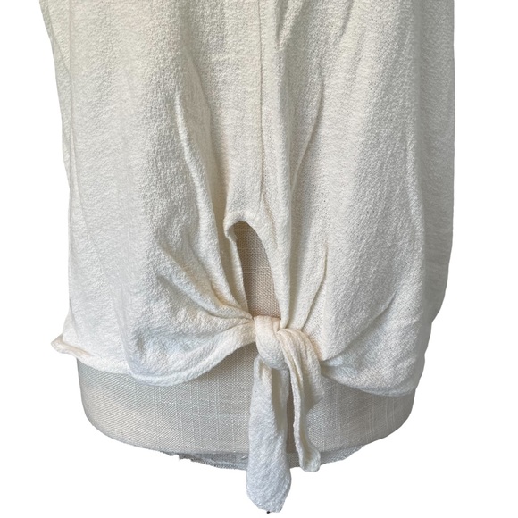 Vanilla Star Top Cream Front Tie Knot Crop Large - Picture 4 of 12